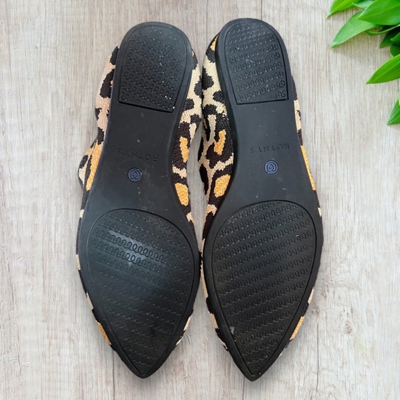 ROTHY'S The Point Big Cat Brown Leopard Print Flats 8.5/9 (RUNS SMALL) - Picture 2 of 3
